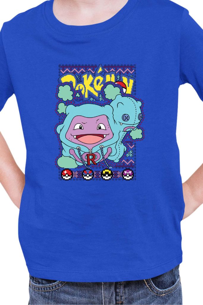 Kinder T-Shirt Japan Manga Anime Comics Pokemon 030, / Blau