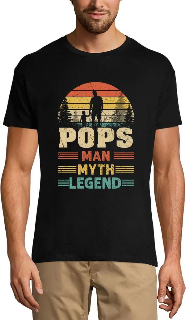Herren Grafik T-Shirt Pops Mann Mythos Legende – Pops Man Myth Legend – Öko-Verantwortlich Vintage Jahrgang Kurzarm Lustige Druck Geburtstag G...