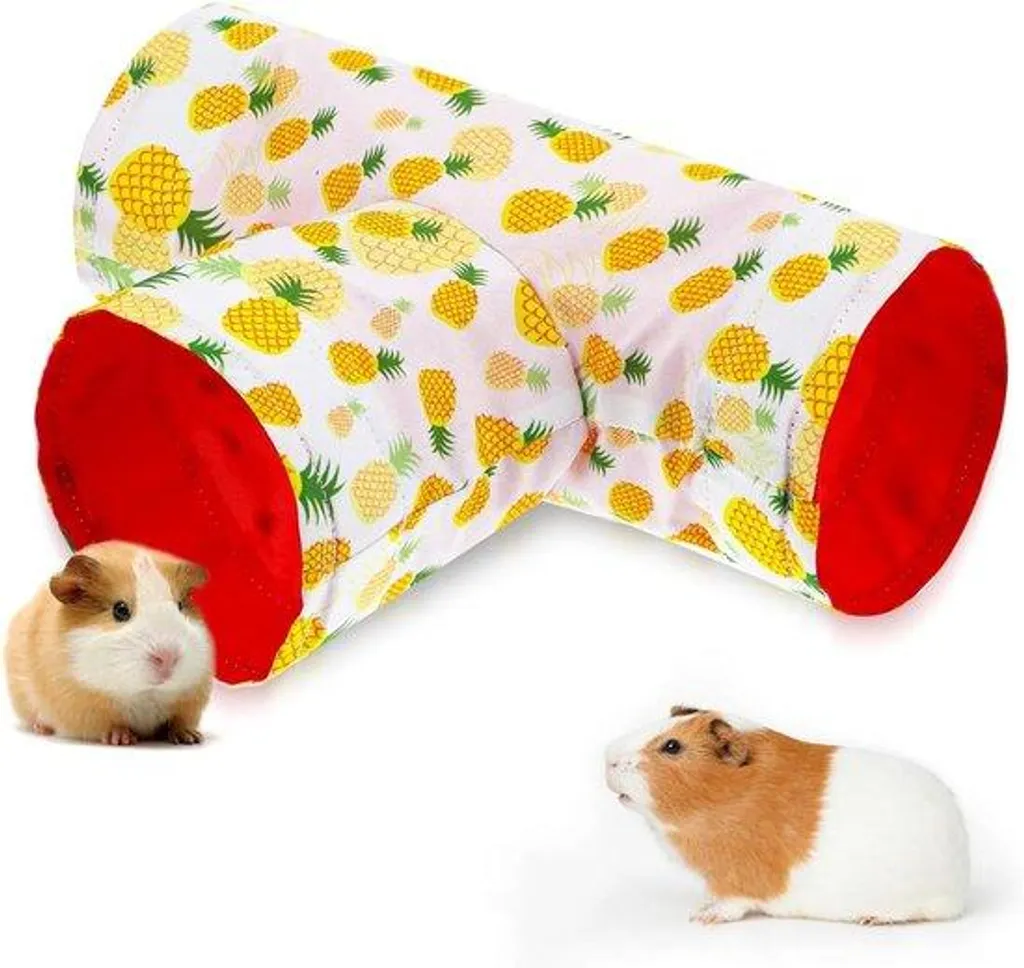 Tunnel de jeu pour lapin et rongeur, accessoire lavable 3 entrées