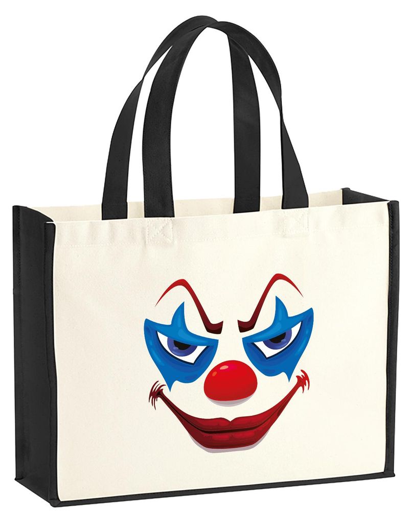 Huuraa Jutetasche Horrorclown Halloween 21 Liter Black Jute und Baumwolle Einkaufstasche Geschenkidee