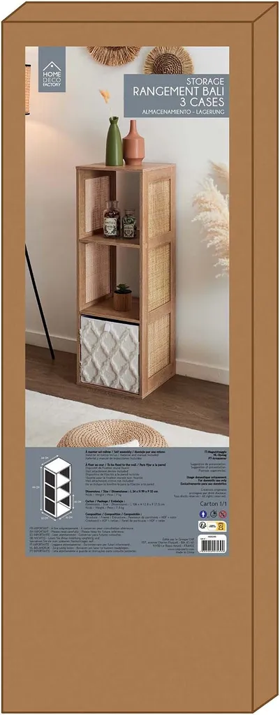 Rangement Modulable 3 Cases Bali - Solution Anti-Désordre Petit Espace