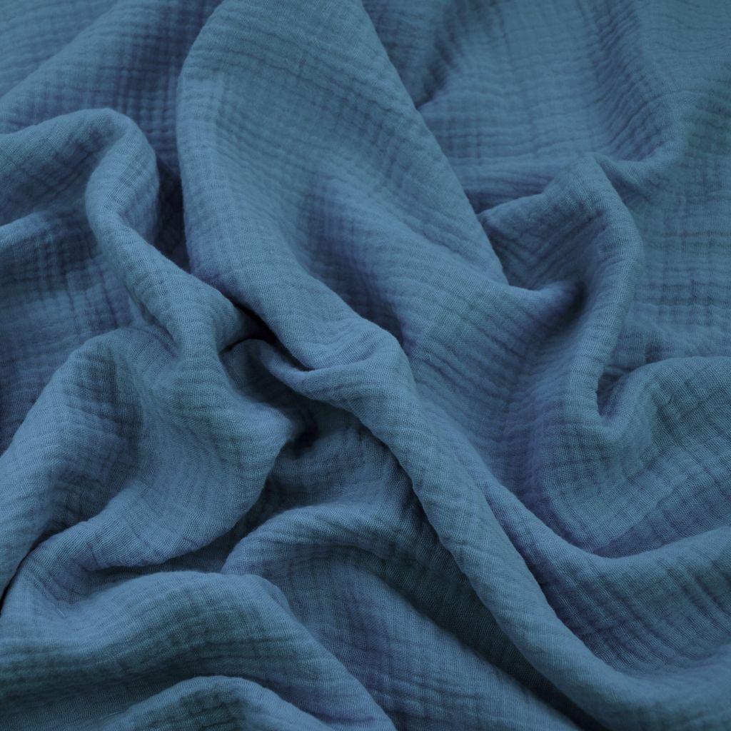 Baumwoll-Musselin Double Gauze pastell dunkelblau (Faded Denim)