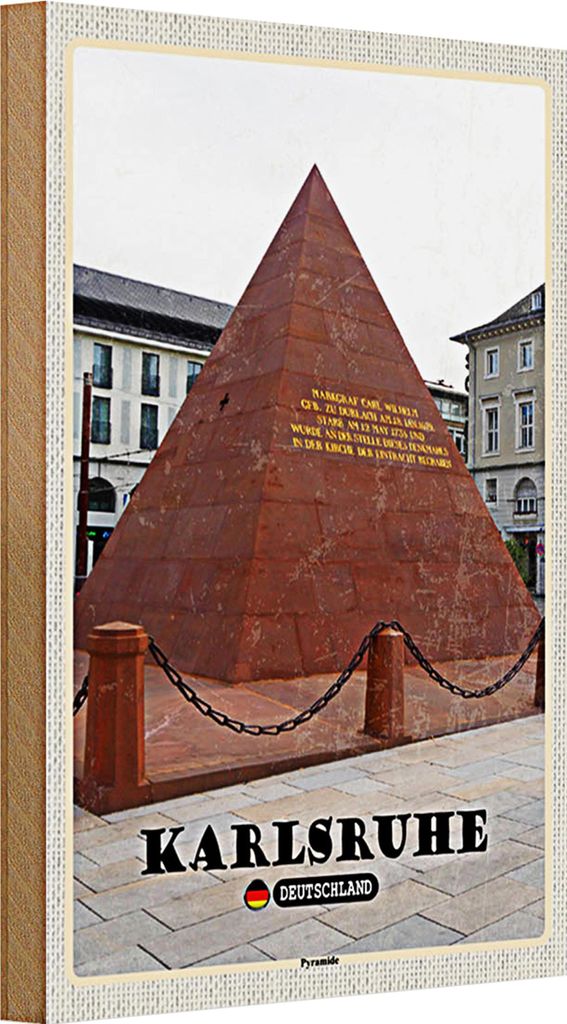 Holzschild Städte Karlsruhe Pyramide Architektur 20x30cm