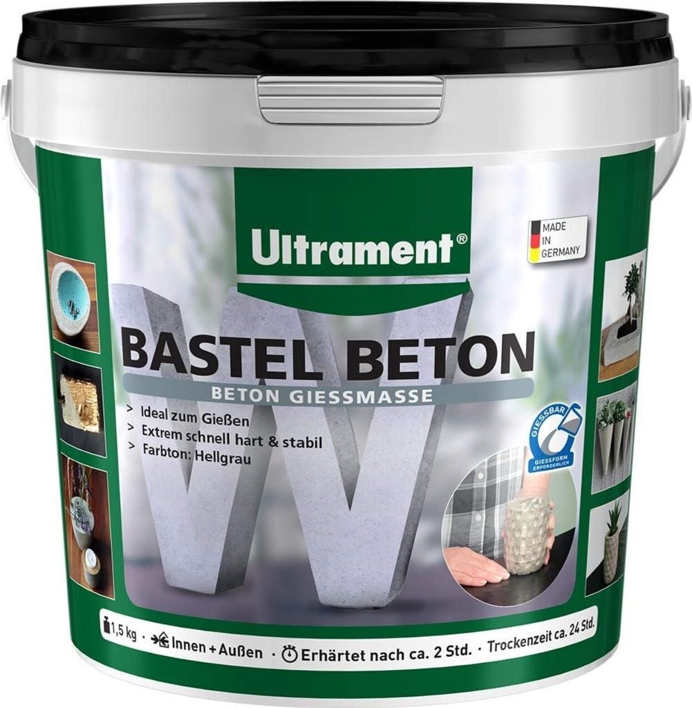 ULTRAMENT Bastel Beton zum Gießen, , wasserdicht, hellgrau, 1,5 Kg