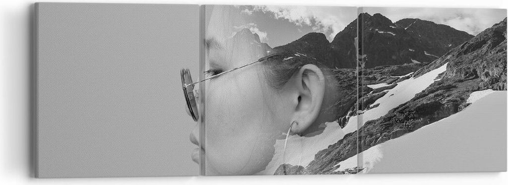 Bild auf Leinwand - Leinwandbild - 3 Teile - Frau modern schwarz und weiß - 90x30cm - Wand Bild - Wanddeko - Wandbilder - Leinwanddruck - Bilder -...