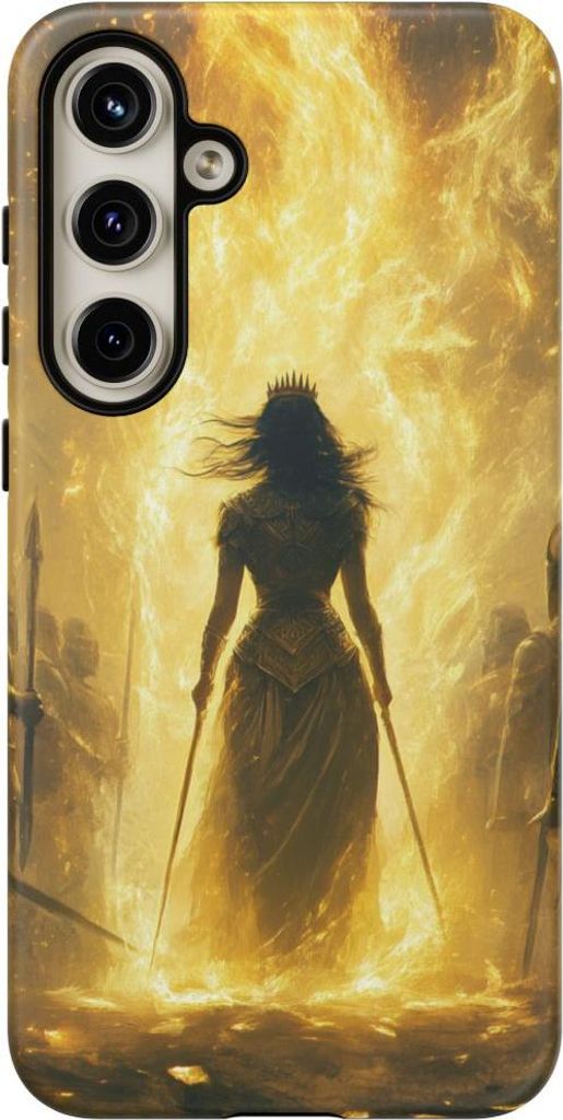 Goldene Kriegerkönigin mit Krone und Schwertern – Hülle Kompatibel mit Samsung Galaxy S24 Plus