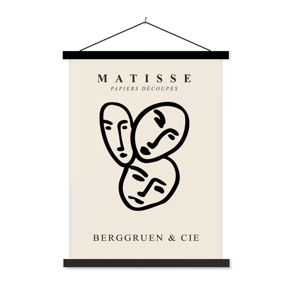 MuchoWow Textilposter Matisse - Gesicht - Porträt - Schwarz 40x53 cm mit schwarzem Rahmen - Abbildung