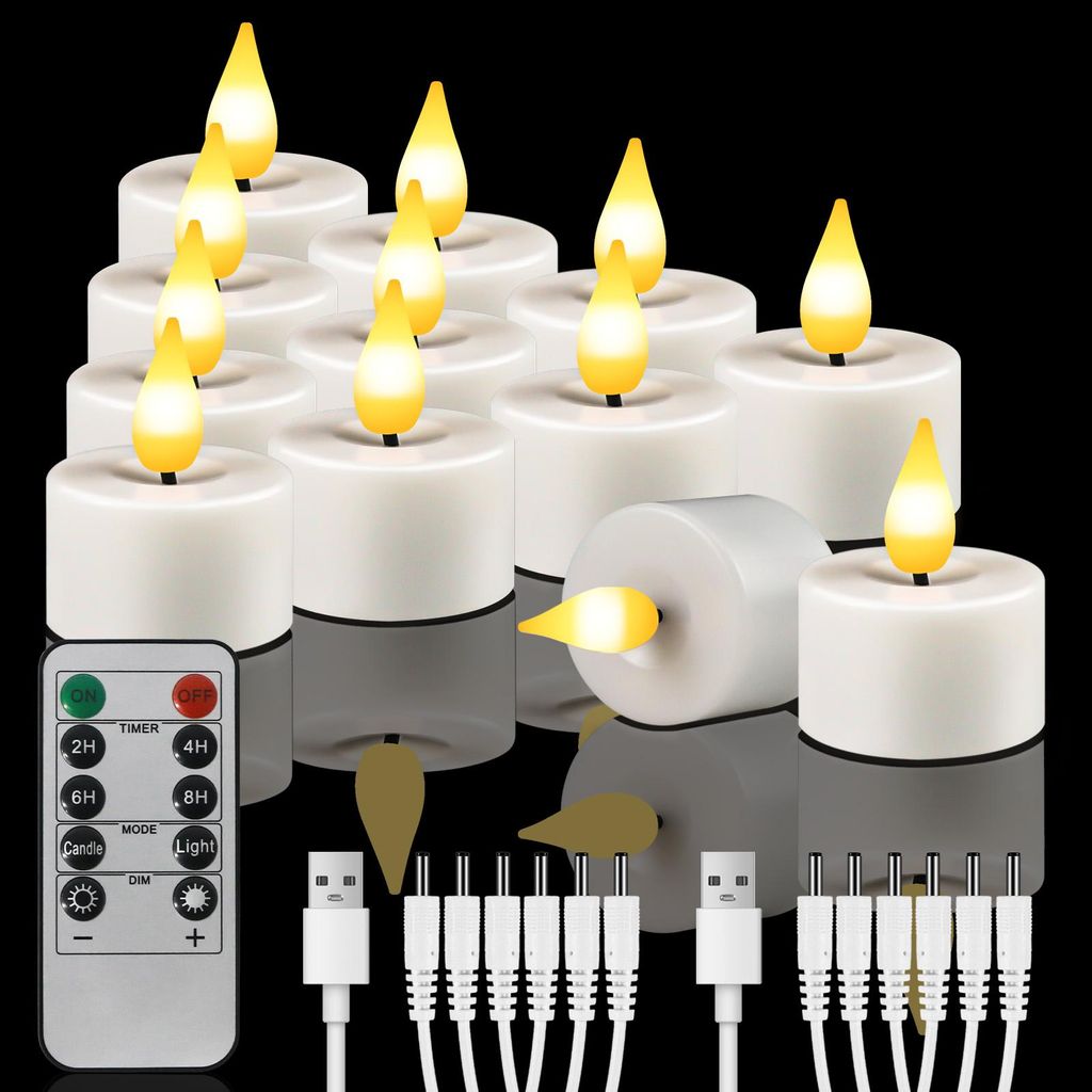 12 Stück Wiederaufladbar LED Teelichter mit fernbedienung, Produktbild 