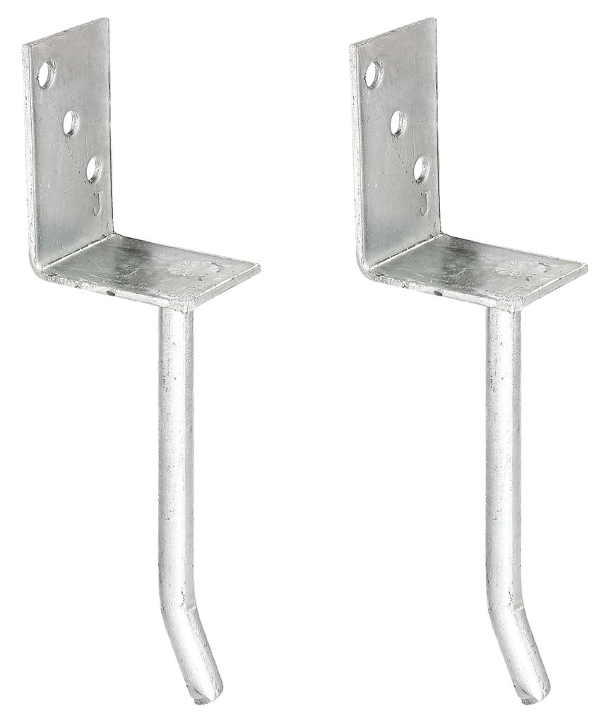 Alberts 2 x L-Pfostenträger mit Rundstahl-Betonanker, 80x104 mm, Betonanker 20 mm, feuerverzinkt, zum Einbetonieren