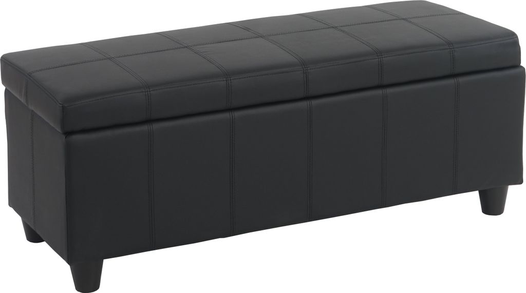 Aufbewahrungs-Truhe Kriens, Sitzbank Bank, Kunstleder, 45x114x45cm schwarz matt