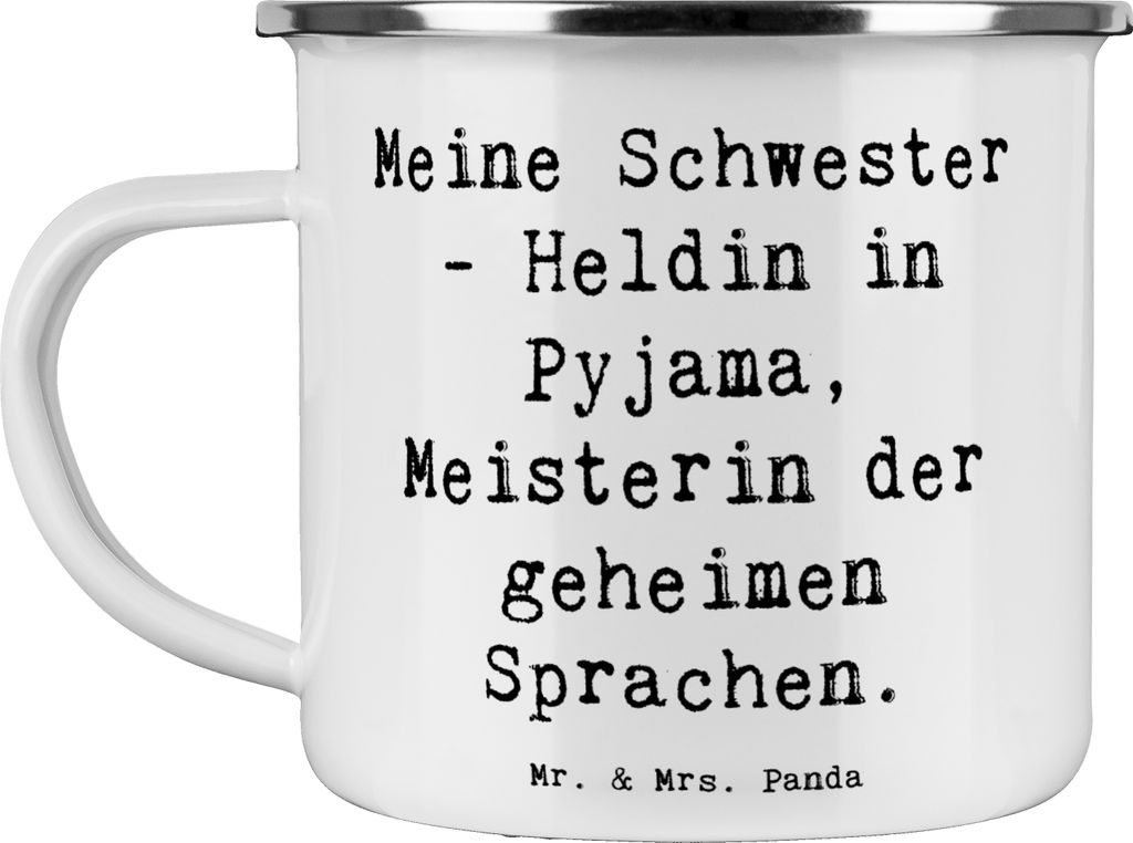 Mr. & Mrs. Panda Pott Spruch Schwester Heldin - Weiß - Geschenk, Weihnachten, Freude, Familiengeschenk, reisetasse, Geschenke, Geheimsprache, Gesc...