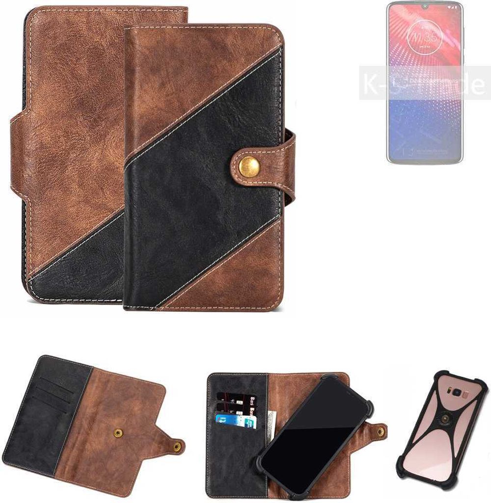 K-S-Trade Handyhülle Schutzhülle Bookstyle Case kompatibel mit Motorola Moto Z4 Klapphülle Cover Hülle Schutztasche 1x