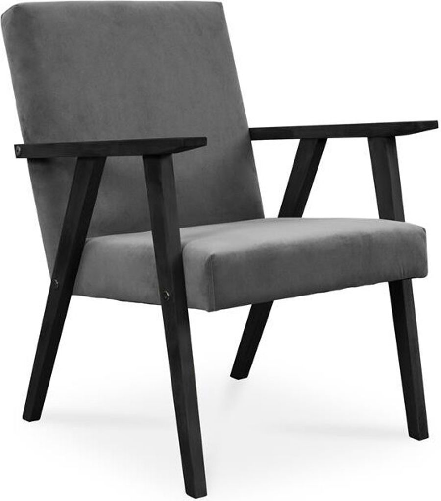 BETTSO Cocktailsessel Sessel PRL LISEK Dunkelgrau Grau mit Beine in Schwarz