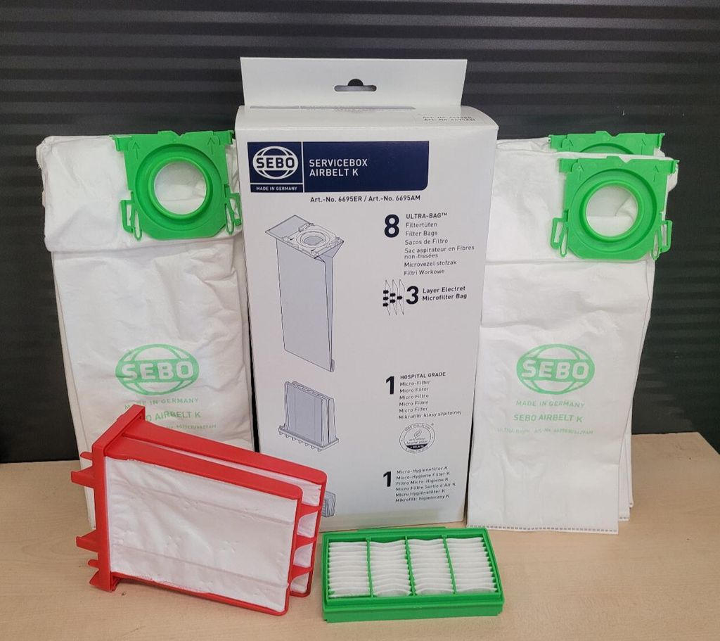 2x Filter+1x Servicebox 6629ER+6695ER für SEBO Airbelt K3 Premium, K3 Premium 700, K3 Premium 1200, K3 Premium 700 RD, K3 Premium 1200 RD, K3 Prem...