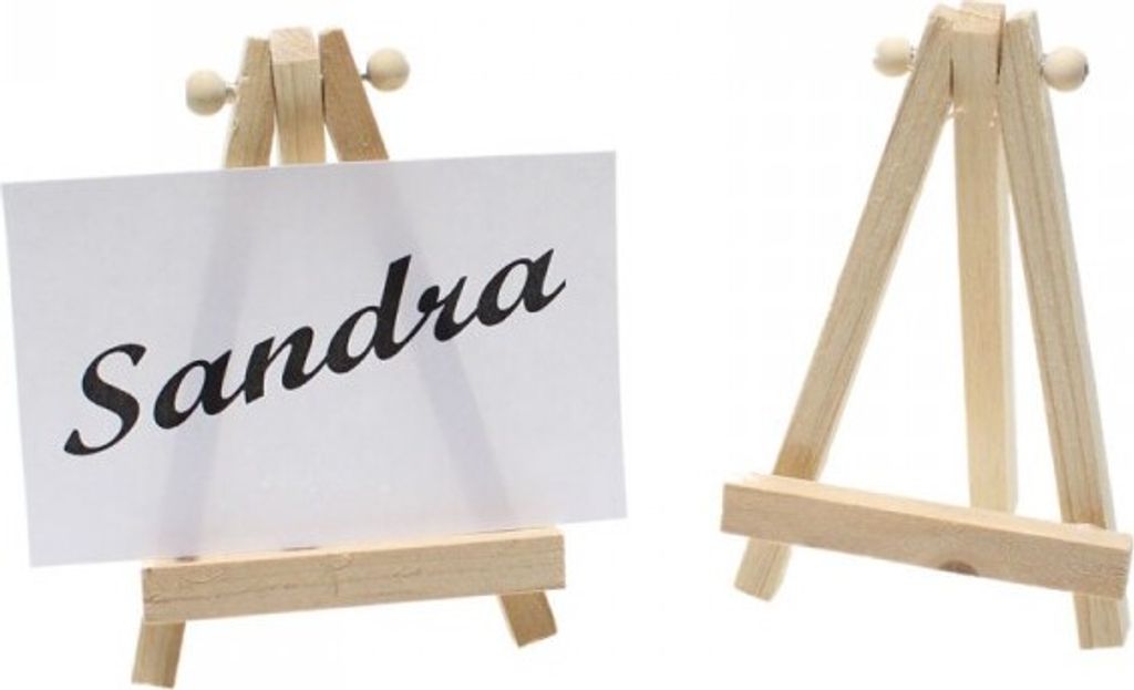 12 Tischkartenhalter Holz Mini Staffelei 11x7cm Kartenhalter Platzkarten Gäste, Farbe:natur