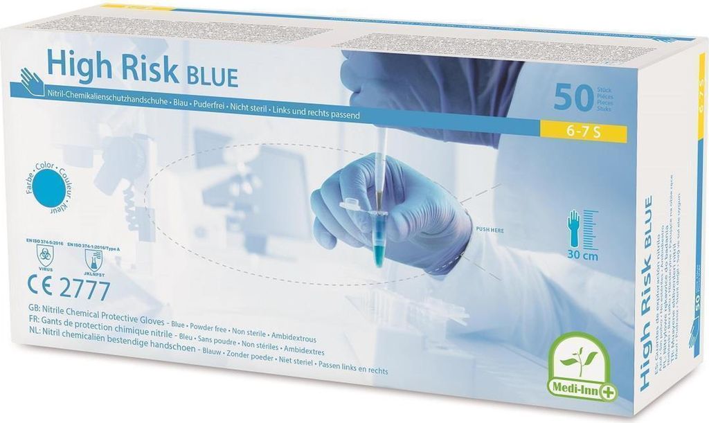 500 Nitrilhandschuhe MEDI-INN High-Risk - blau - Gr. XL - Einmalhandschuhe