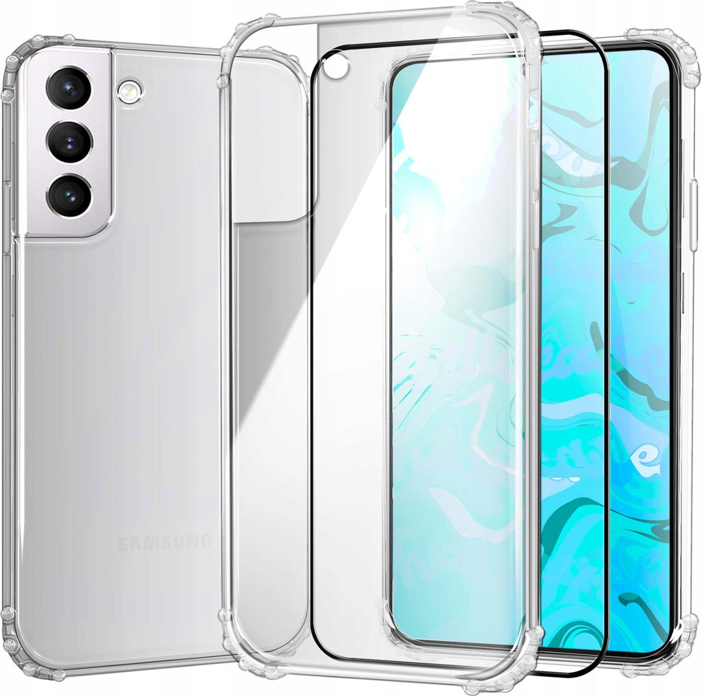Schutzhülle Klar für SAMSUNG GALAXY A22 PLUS / A22 PRO hülle hüllen Transparent Slim Cover Clear Case Durchsichtig Bumper + Schutzfolie Glas
