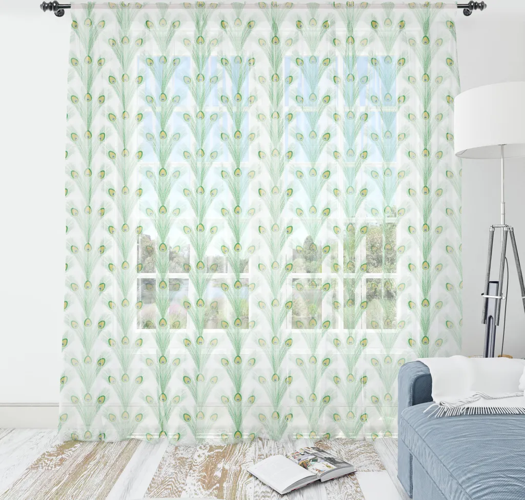 Tenda Parete ABAKUHAUS Piume Pavone - Raso 135x274 Arredo Verde Senape