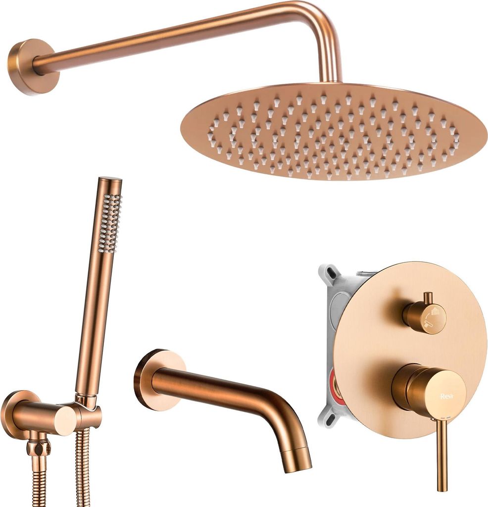 Unterputz Wannen-/Duschgarnitur Rea LUNGO brushed copper + Produktbild 
