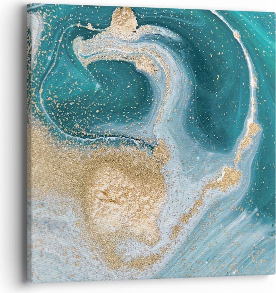 Bild auf Leinwand - Leinwandbild - Einteilig - Golden Türkis Hintergrund - 40x40cm - Wand Bild - Wanddeko - Wandbilder - Leinwanddruck - Bilder - ...