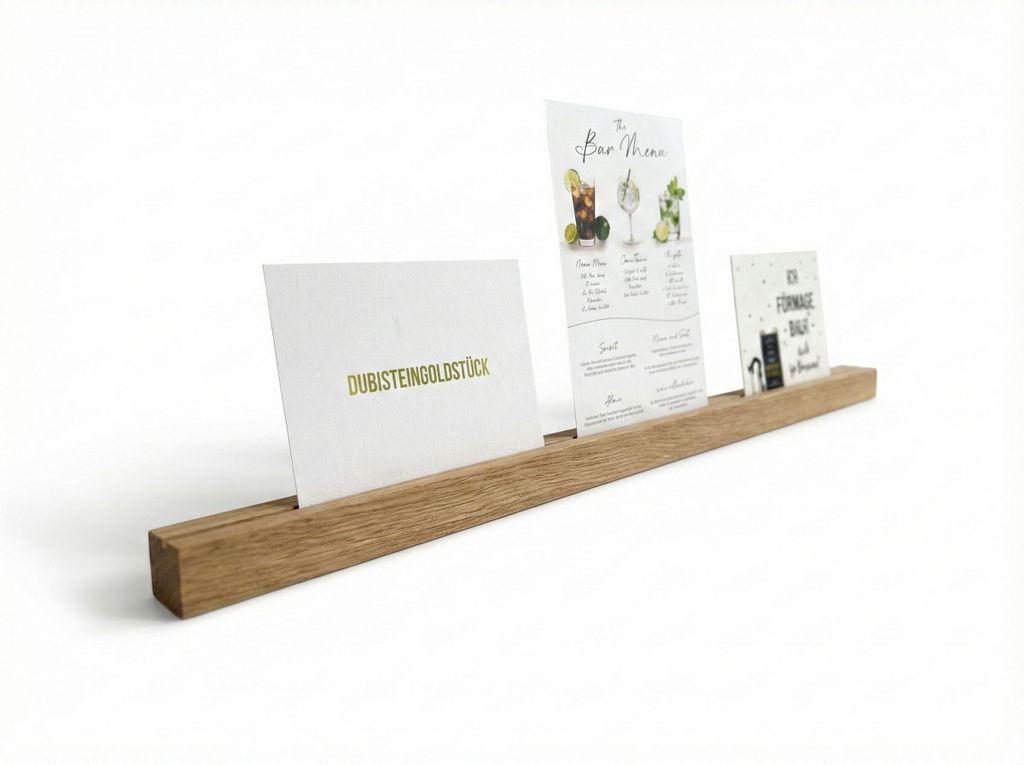 Schmale Elegante Bilderleiste - Fotoleiste aus naturbelassenen Eichenholz, Wandboard für Bilder, Aufhängung mit und ohne Bohren möglich 40cm