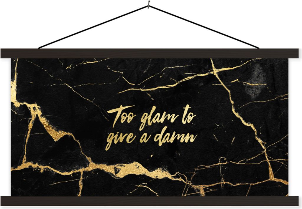 MuchoWow Textilposter Zitat - Sprichwörter - Gold - Marmor 150x75 cm mit schwarzem Rahmen - Posterleiste
