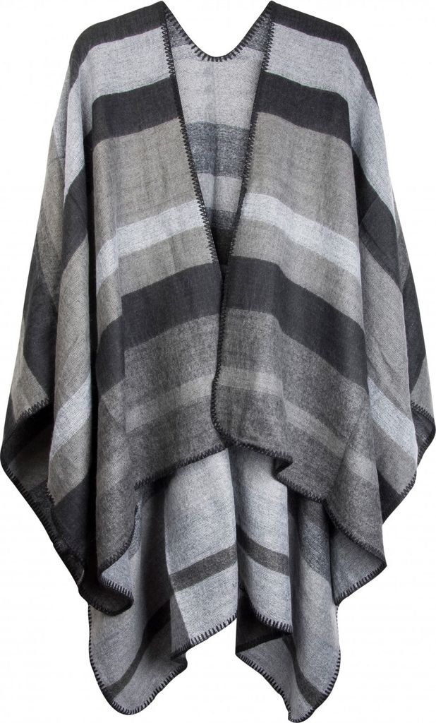styleBREAKER Poncho mit Streifen Muster, Überwurf Cape, Wendeponcho, Damen 08010009