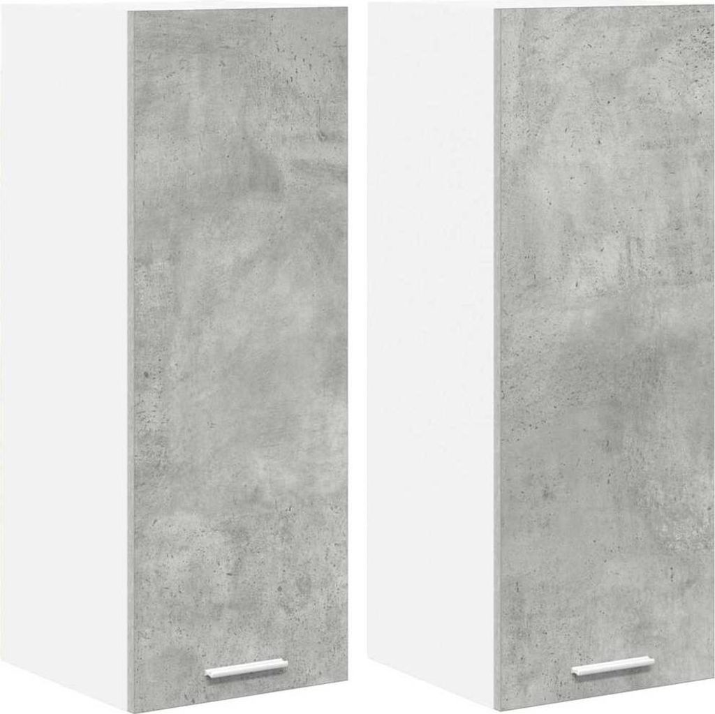 vidaXL Hängeschrank mit Tür 2 pcs Betongrau und Weiß 30 x 31 x 80 cm