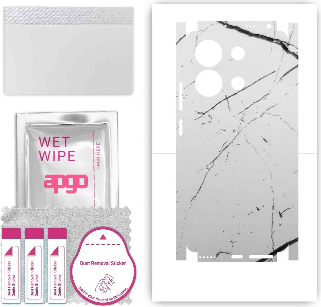 apgo Rückseite + Seiten Schutzfolie, Skin, kompatibel mit Xiaomi Redmi Note 13 4G, Hinten Displayschutzfolie aus Vinylfolie, kratzfest, einfache M...