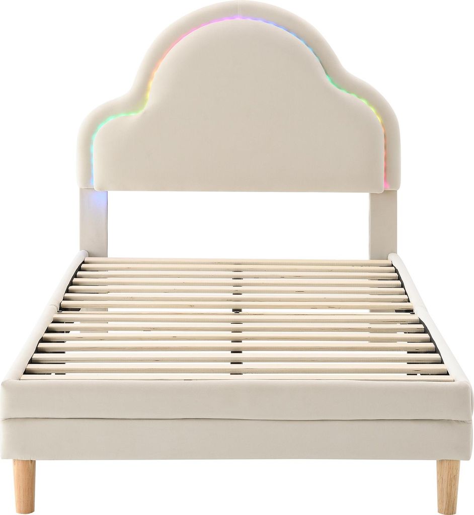 Letto imbottito 90x200cm con testata a forma di nuvola, Immagine del prodotto 