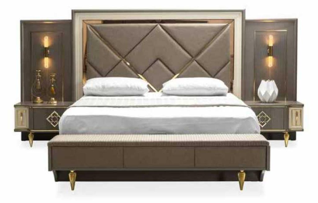 Bett Nachttisch Kleiderschrank Luxus 4 tlg Schlafzimmer Set Design neu