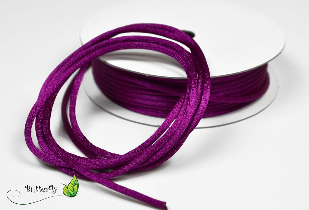 5 St. x 10m Rolle Flechtkordel Satin 2mm, Farbe:purpur 468