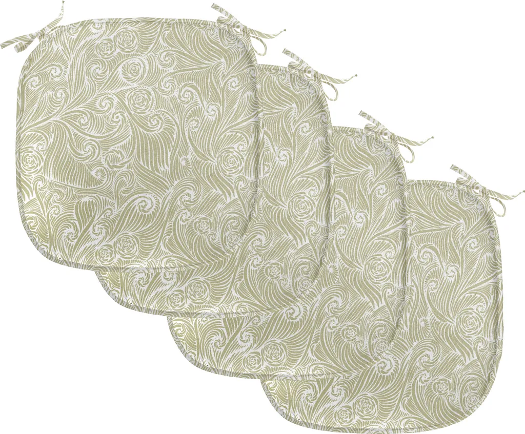Set 4 Cuscini Sedie 40x40 Beige Bianco - Impermeabili con Lacci ABAKUHAUS