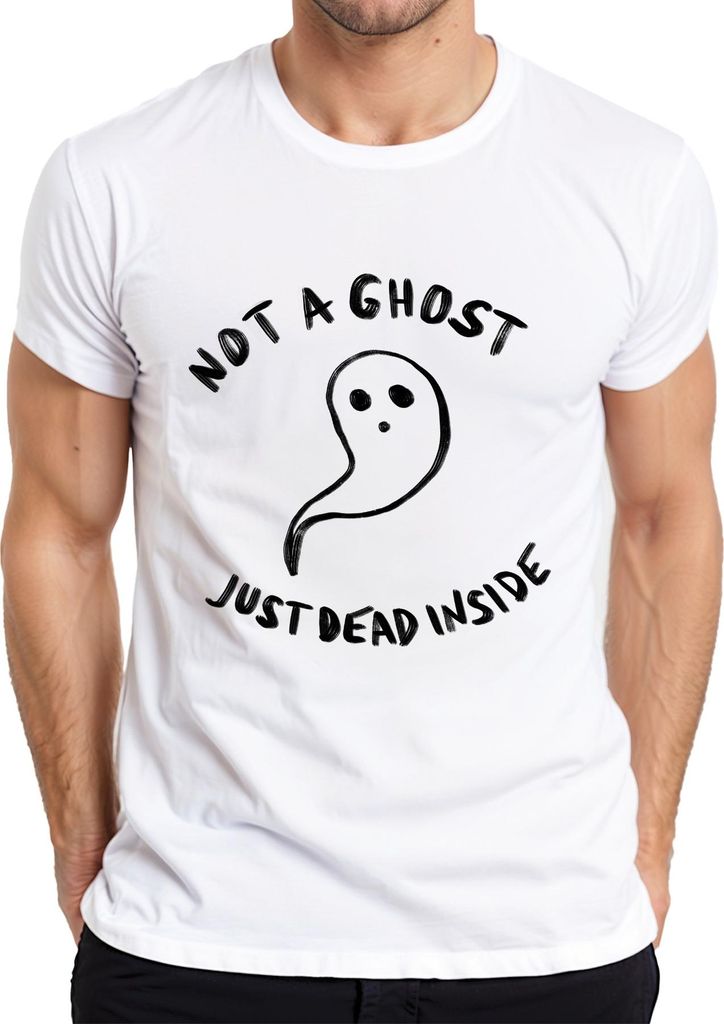 Not a Ghost Just Dead Inside Halloween gruselig sarkastisch emo Herren T-Shirt, Weiß, S