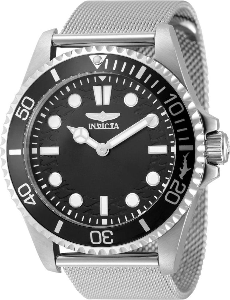 Invicta Pro Diver 49685 Herren uhr - Wasserdicht - Analog - Quarzuhrwerk - Edelstahl mit schwarzen zifferblat - 43mm