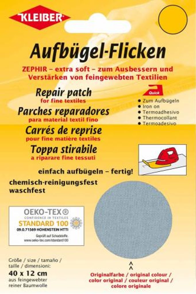 KLEIBER Zephir-Aufbügel-Flicken 400 x 120 mm hellgrau Produktbild 