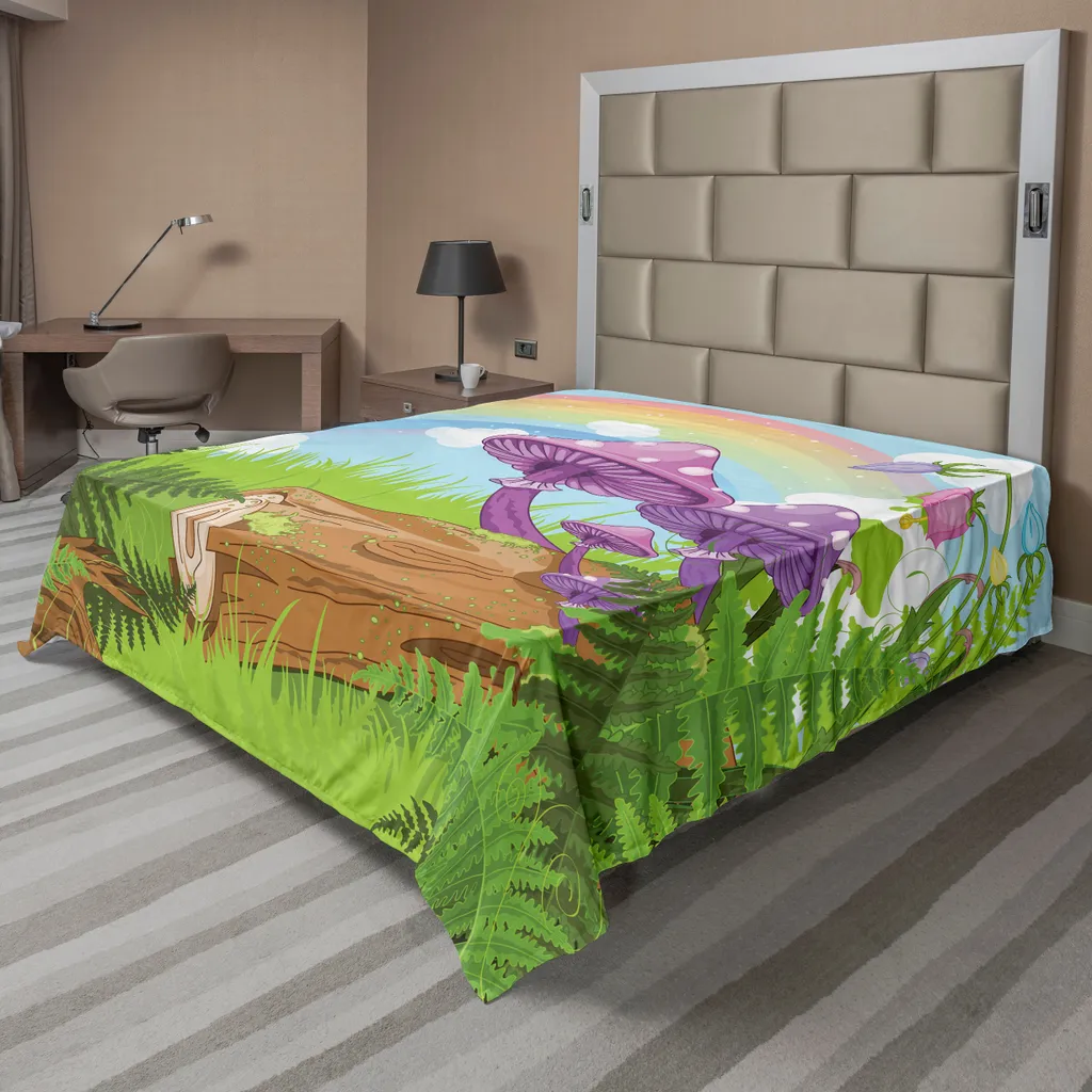 Offerta Lenzuolo ABAKUHAUS 244x205cm - Stampa Funghi Artistica