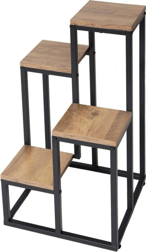 Support en métal pour 4 fleurs Chêne rustique - Porte-plante robuste - 5
