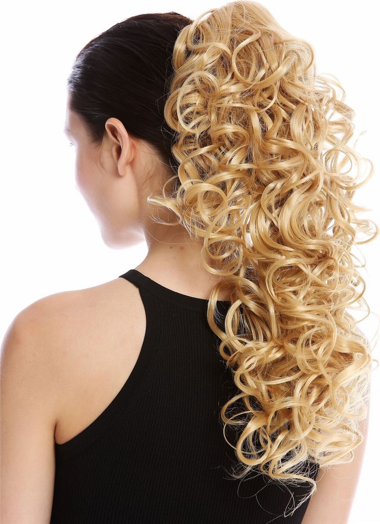 WIG ME UP Zopf Pferdeschwanz Locken Lang Goldblond MKB-6A-V-124