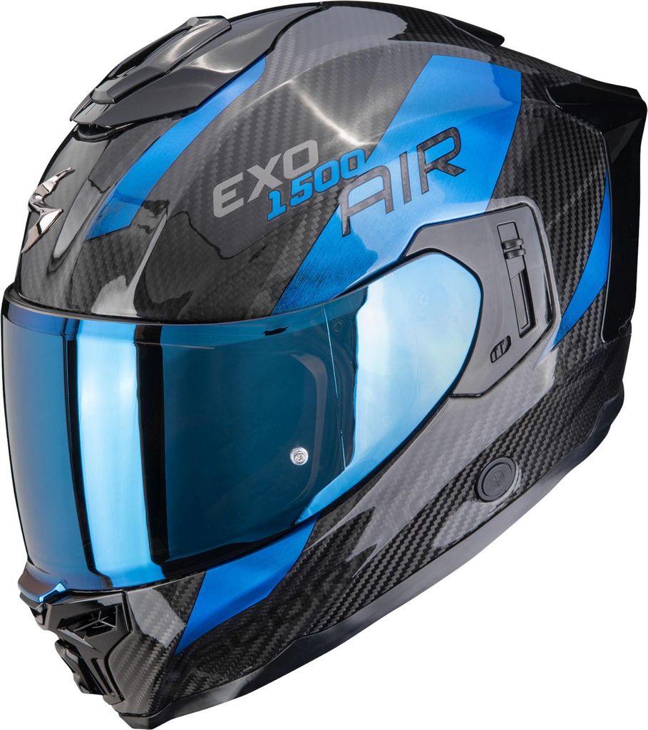 Scorpion Exo-1500 Carbon Air Platted Helm, schwarz/blau, XS (53/54)