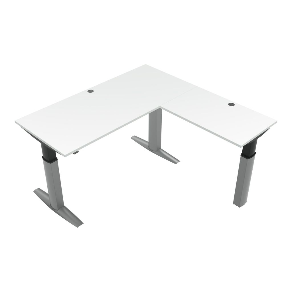 STIER Elektrisch höhenverstellbarer Eck-Schreibtisch 501-23, 180x180cm, Weiß, 68-120cm, 175kg Nutzlast, hochwertig