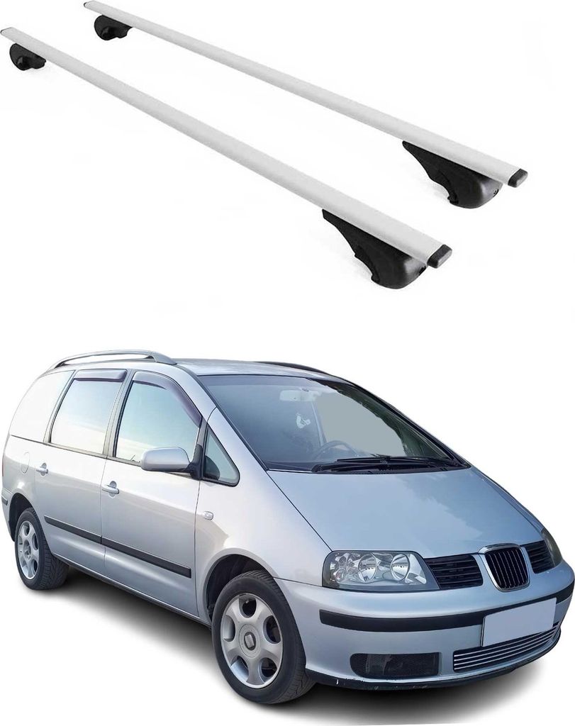 Dachträger Gepäckträger für Seat Alhambra 1996-2010 Grundträger Metall Silber 2x