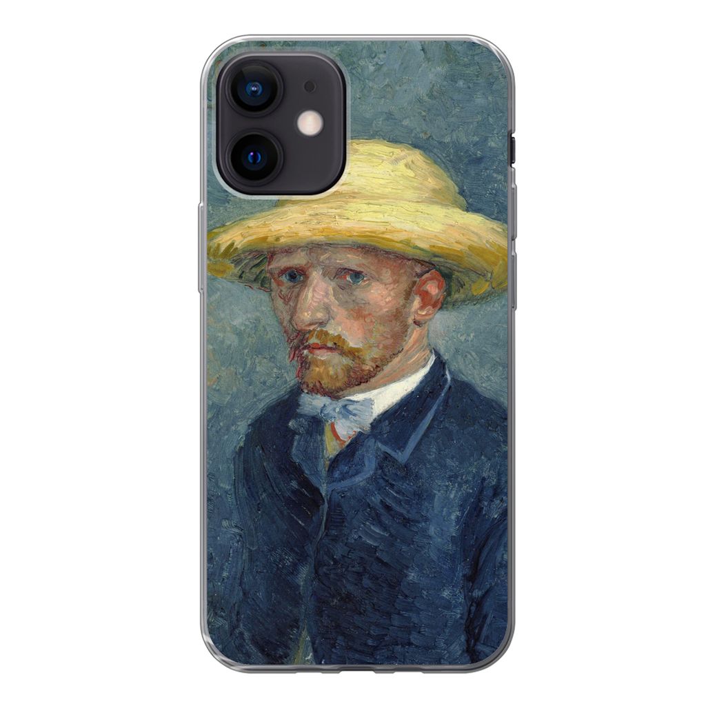 MuchoWow Handyhülle Schutzhülle Hülle für iPhone 12 Selbstbildnis mit Hut - Vincent van Gogh Silikon Softcase Handy Hülle - Schutzhülle