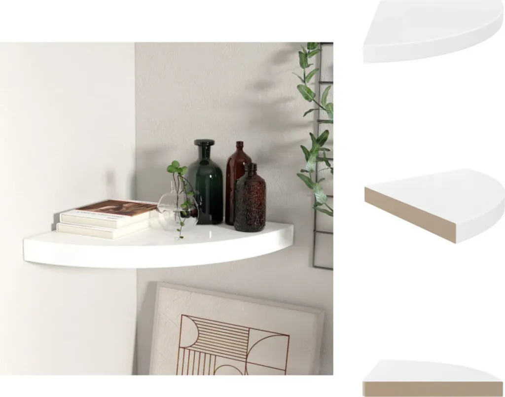 Mensola ad Angolo 35x35 cm Bianco Glossy - Arredo Design vidaXL MDF