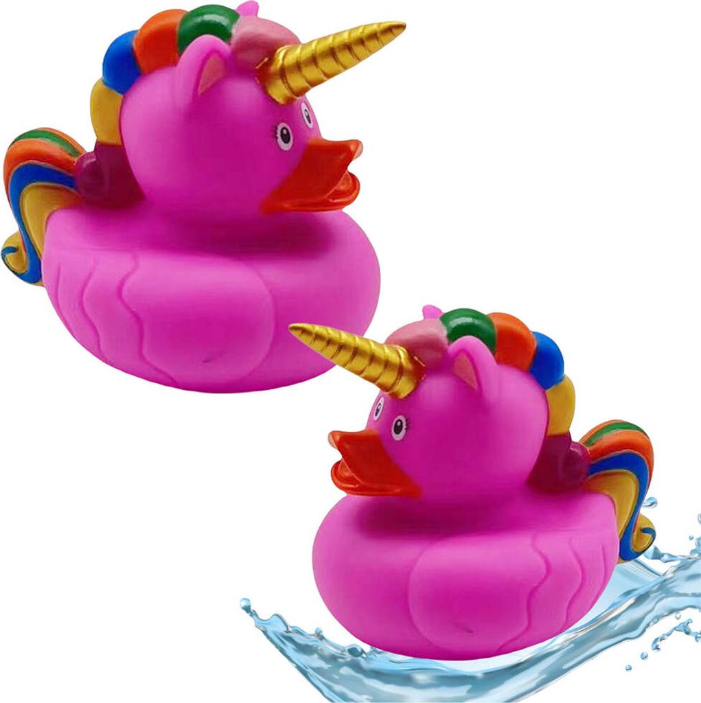 Ente Einhorn Badespielzeug Regenbogen Mähne Schwanz Rosa