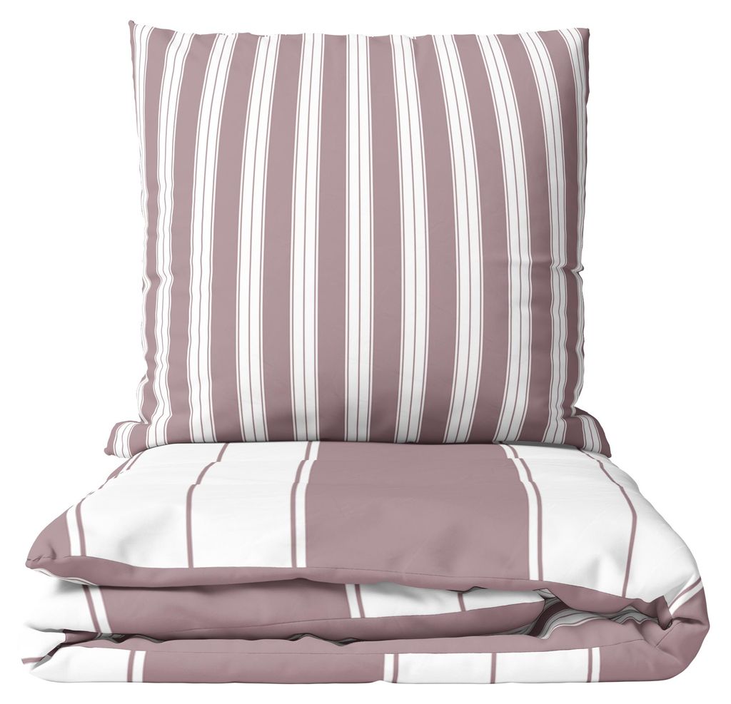 Bettwäsche Set 155x220 cm Violett Gestreift Baumwolle Produktbild 