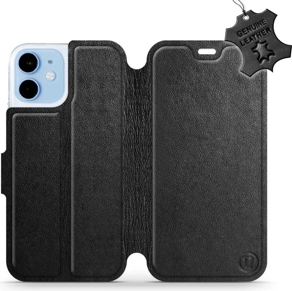 Echtleder Handyhülle für iPhone 12 Mini, Mobiwear Leather, Schwarz