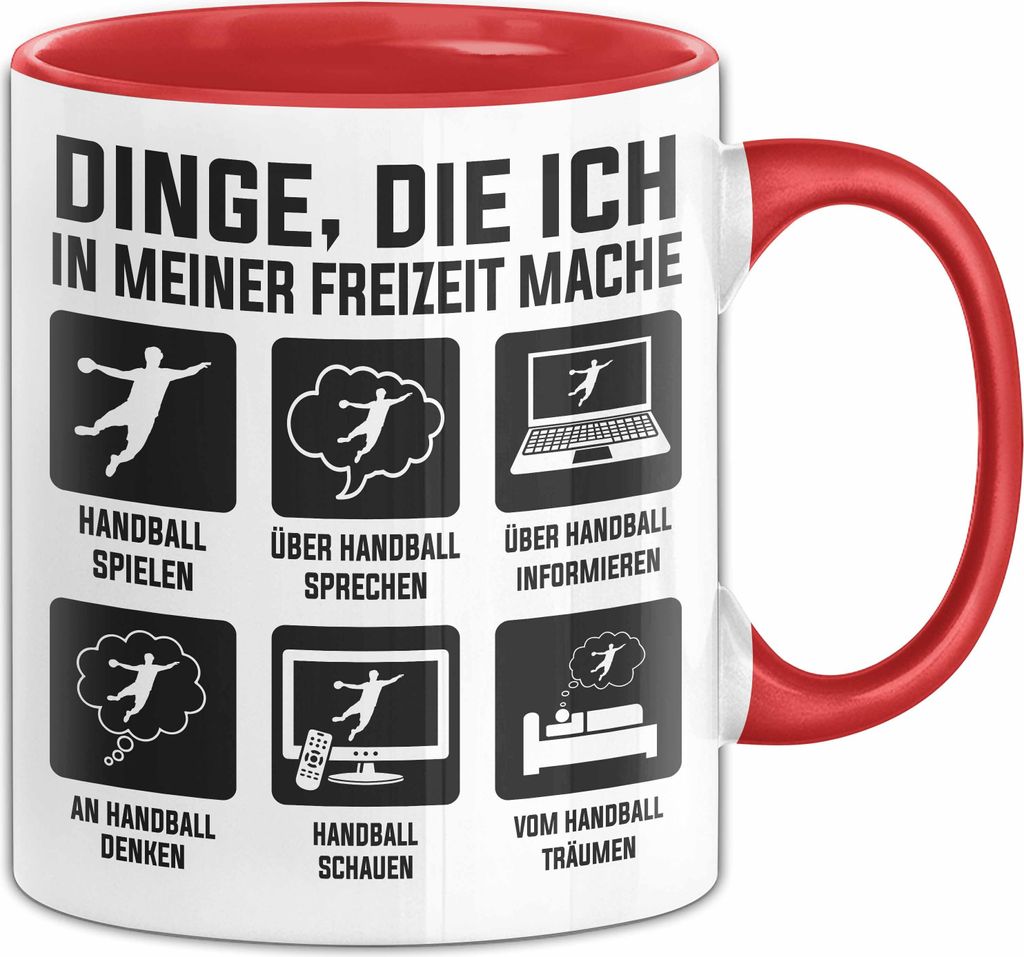 Dinge Die Ich In Meiner Freizeit Mache Handball Tasse Geschenk Handball-Spielergeschenkidee (Rot)