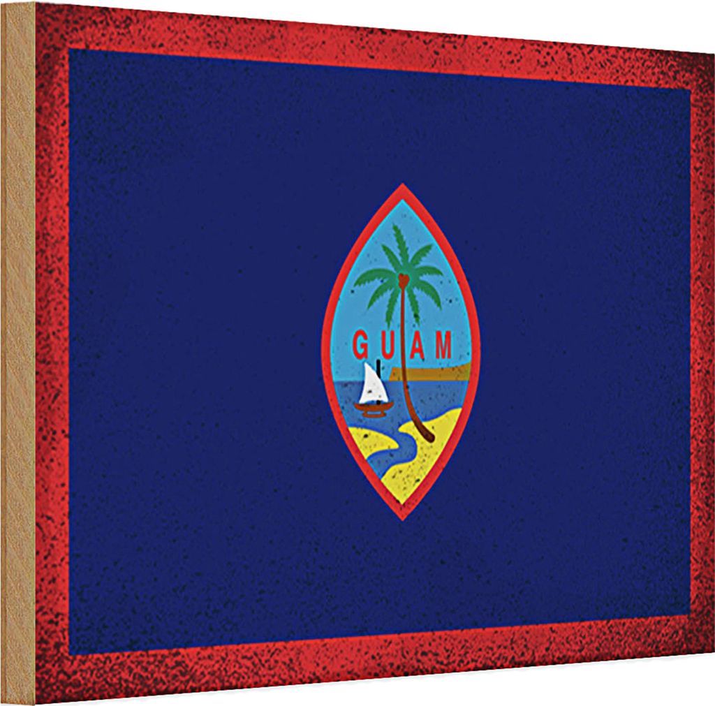 Holzschild Flagge Guam 30x20cm Flag of Guam Vintage
