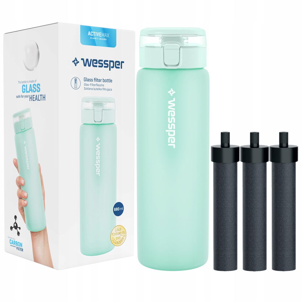 Bouteille en verre avec filtre Wessper ActiveMax Clarti 680 Image du produit 